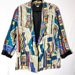 Barrie Stephens Womens Blazer Sz 14 Button Closure Long Sleeve BoHo Vintage USA